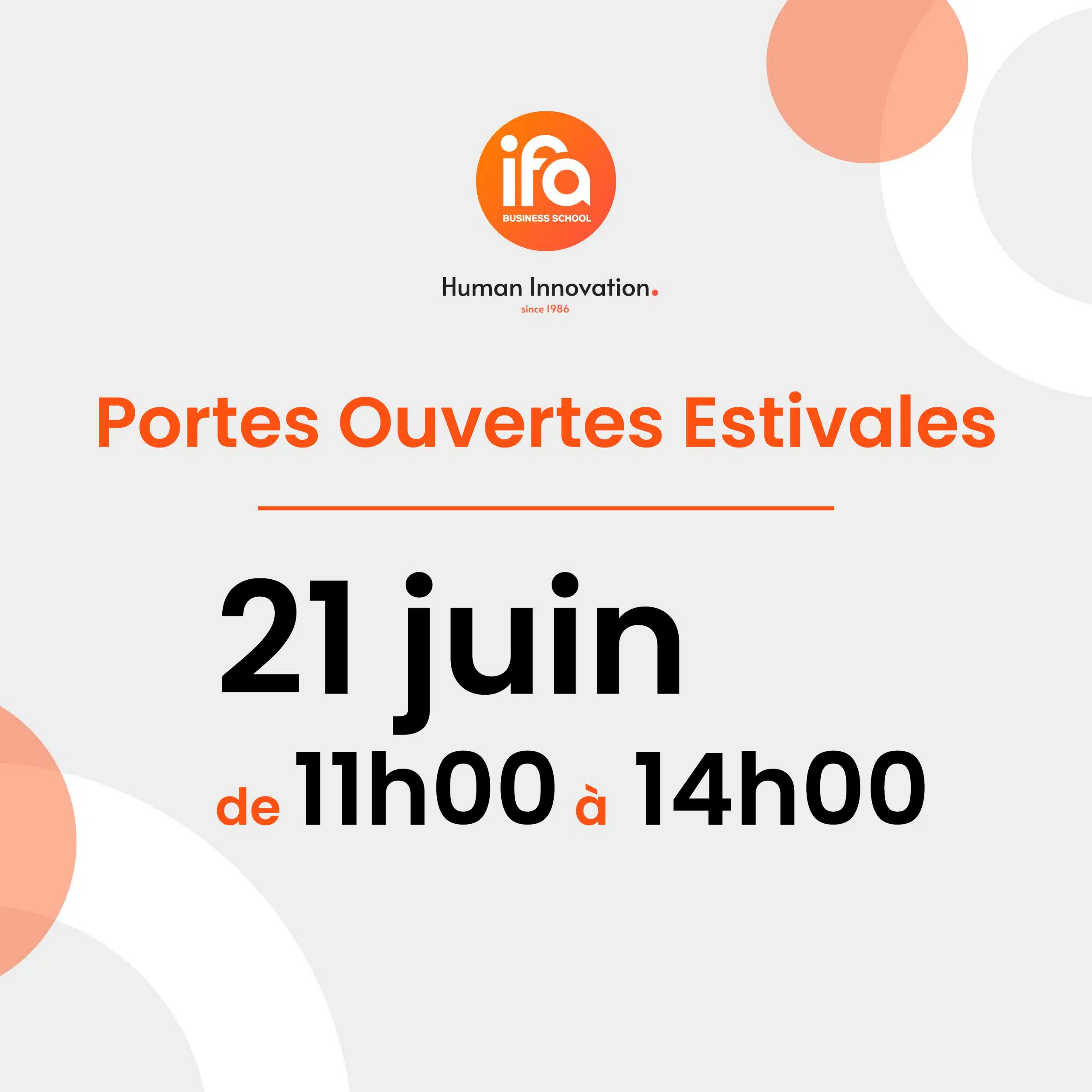 Portes Ouvertes Estivales : Mercredi 21 juin de 11h à 14h